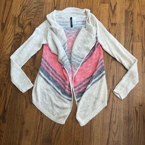 Absolutely Cream Orange Navy Open Front Sweater S